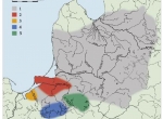 Map 1. The Balt territory during the Late Migration Period. 1 – maximum extent, 2 – Dollkeim-Kovrovo Culture, 3 – Elbląg Group, 4 – Olsztyn Group, 5 – Sudovian Culture (Bitner-Wróblewska 2010, fig. 6).