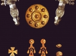 Fig. 1. Suite of jewellery of mixed Langobard/local  From a female grave, cemetery at Castel Trosino, Italy (M. Hegewisch 2009) 