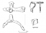 Fig. 1. Glass and metal finds from the archaeological excavation (Godłowski 1980).
