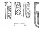 Fot. 1. Przykłady okuć języczkowatych: 1-2 – Jakuszowice, pow. kazimierski, st. 2 i Kostkowice, Jakinia Kroczycka, pow. zawierciański; 3-5 Cecele, gr. 502A, Gródek nad Bugiem, pow. hrubieszowski, stan. 6 i Ulów, pow. tomaszowski, gr. 25; 6-7 – Piervomajsko