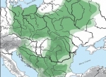 Mapa 2. Słowiańszczyzna w VIII w.; wg M. Parczewski (2005, ryc. 4), przerysowała I. Jordan. a – ziemie zajętę przez Słowian; b – pogranicza, tereny mieszane etnicznie. 