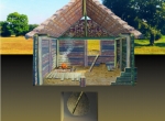 Fig. 2. Kraków – Nowa Huta Wyciąże, site 5B, feature no. 1 – Early Slav pit-hut (reconstruction of interior); from P. Poleska, J. Bober, M. Krąpiec (2005, Fig. 1), drawing J. Poleski. 