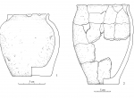 Fig. 3. Early Slav pottery; from M. Parczewski (1993, Plate VIII:1, XVIII:15) redrawn by J. Ożóg. 1 – Maćkówka, site 2, Przeworsk district; 2 – Kraków – Nowa Huta Mogiła, site 62A, feature 45/66 (the vessel – container of the bronze hoard, see Fig. 6).