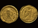 Phot. 1. Solidus of Theodosius II found at Cisowo (Zachodniopomorskie Voivodeship; phot. G. Solecki / A. Piętak)